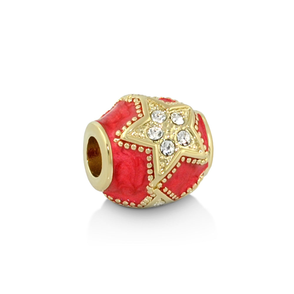 Gabriella Beads Crystal Star charm red enamel gold-tone Lauren G Adams with crystal accents on Tampa Home & Garden Store