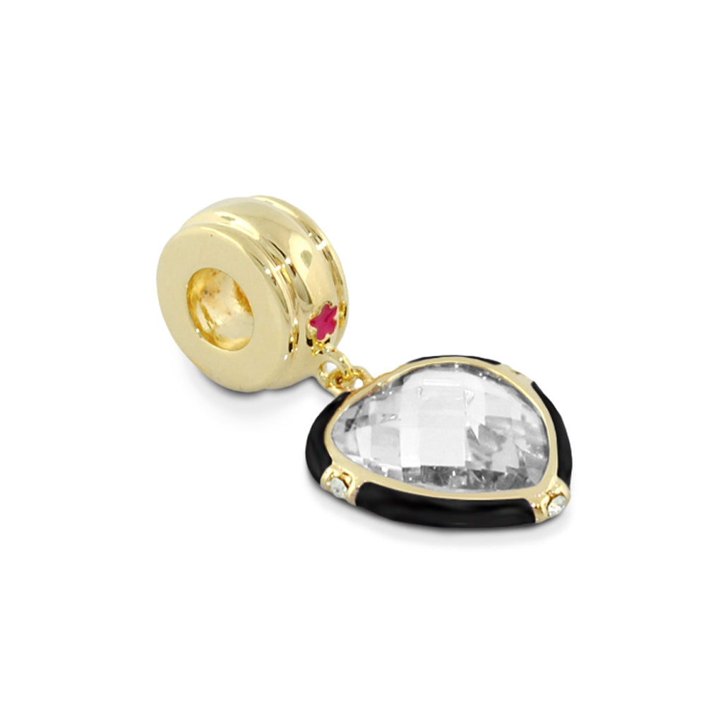 Gabriella Beads Heart CZ charm by Lauren G Adams, gold heart pendant with clear crystal bezel on Tampa Home & Garden Store
