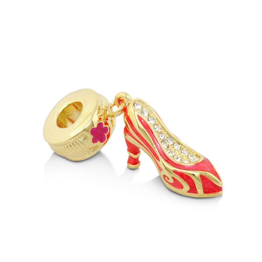 Gabriella Beads High Heel charm with crystals; two gold-tone charms in red enamel on Tampa Home & Garden Store