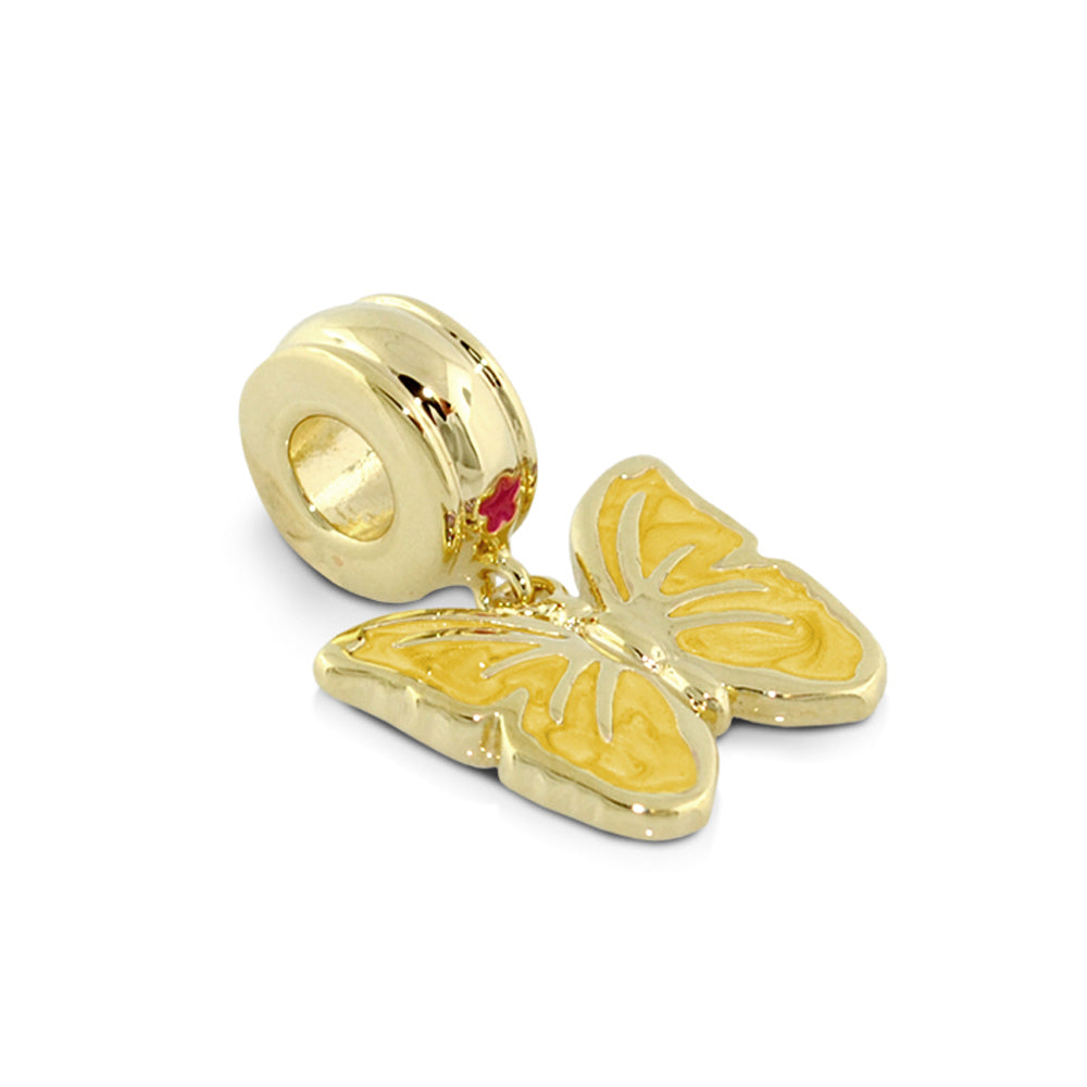Gabriella Beads butterfly charm pendant in gold-tone with yellow enamel wings for Lauren G Adams on Tampa Home & Garden Store