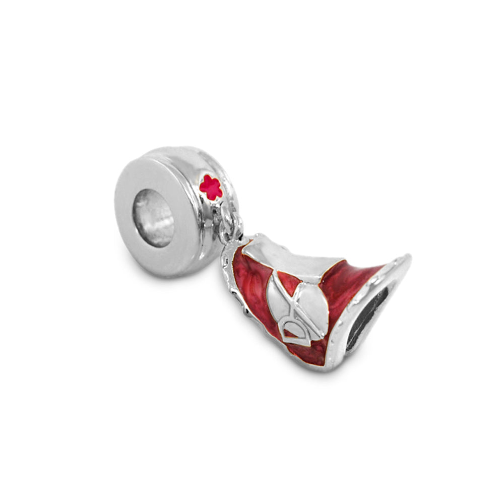 Gabriella Beads Equestrian Saddle charm red enamel with silver detailing Lauren G Adams on Tampa Home & Garden Store