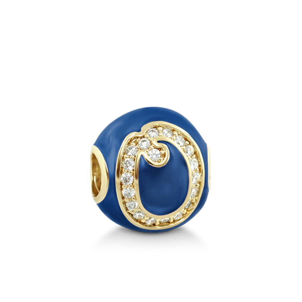 Gabriella Beads O charm, blue enamel bead with gold pavé crystal ring by Lauren G Adams on Tampa Home & Garden Store