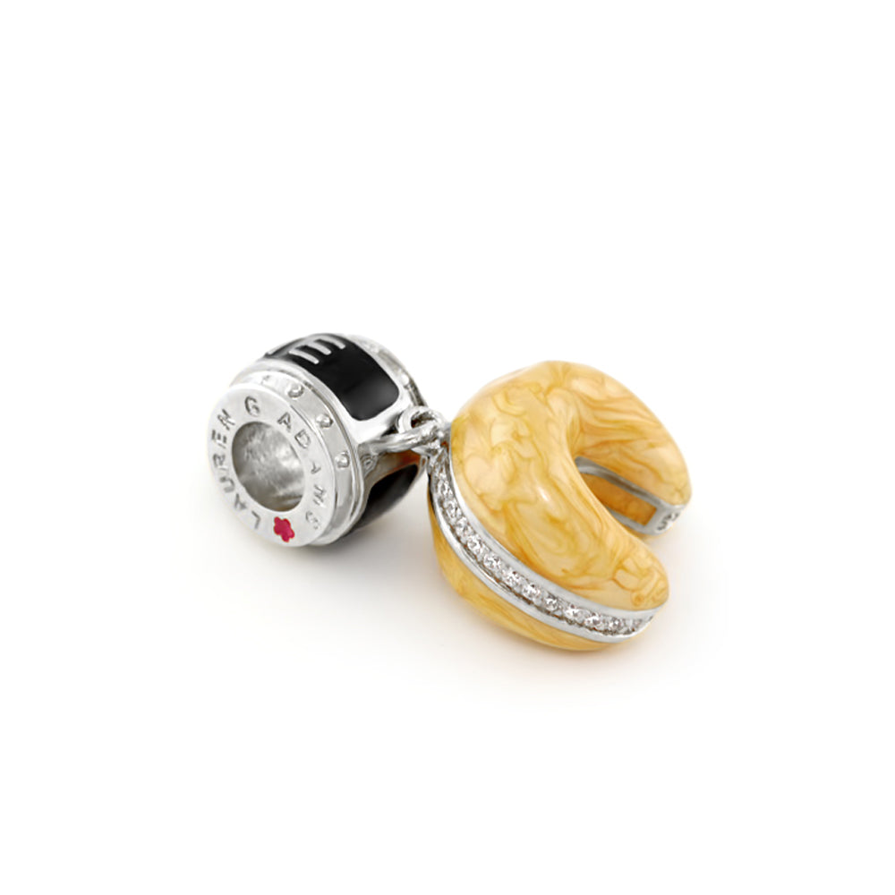 Gabriella Beads Fortune Cookie charm yellow-marbled resin rhinestone band Lauren G Adams on Tampa Home & Garden Store