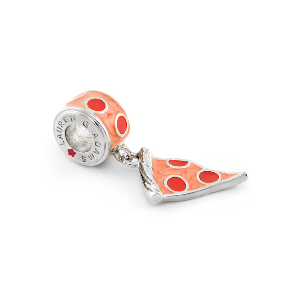 Gabriella Beads pizza slice charm set for Lauren G Adams bracelets, peach enamel with red dots on Tampa Home & Garden Store