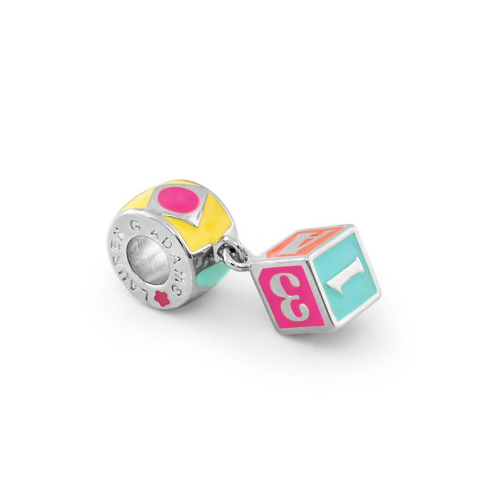 Gabriella Beads Number Block charm, 2-piece colorful enamel bead and cube by Lauren G Adams on Tampa Home & Garden Store