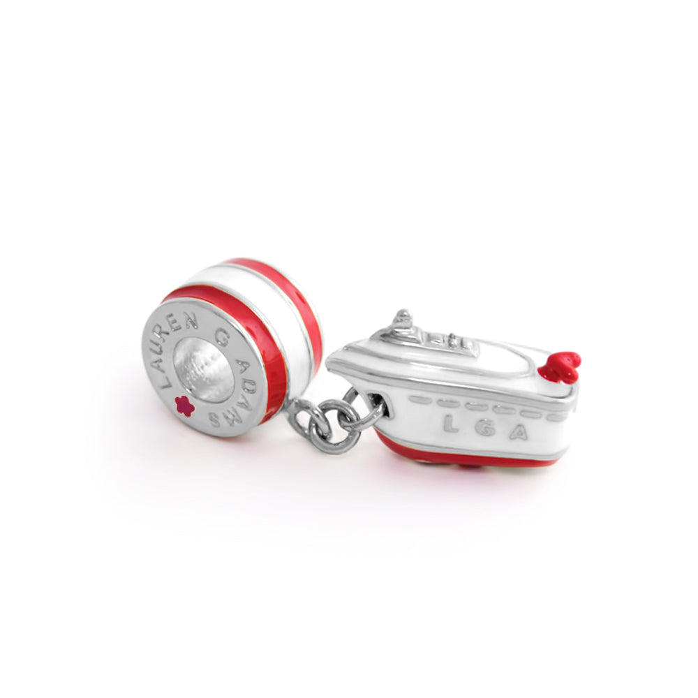 Gabriella Beads cruise ship charm set, silver-tone with red enamel, 2-piece Lauren G Adams on Tampa Home & Garden Store