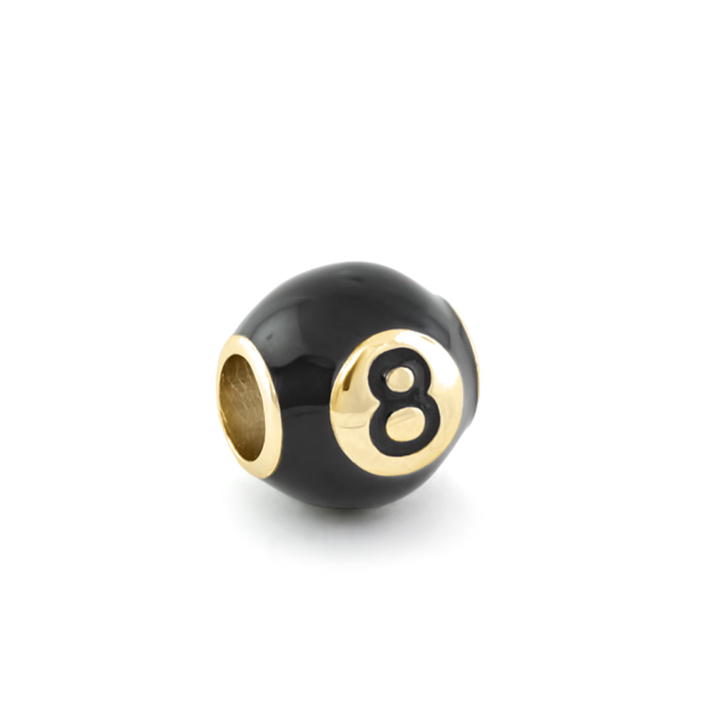 Gabriella Beads 8 Ball bead black with gold-tone end caps and gold plate featuring black 8 on Tampa Home & Garden Store