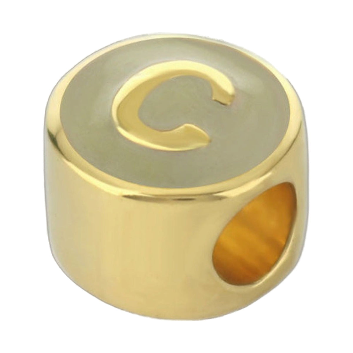 Gabriella Beads Initial charm pendant in gold-tone with circular inset and brown enamel on Tampa Home & Garden Store