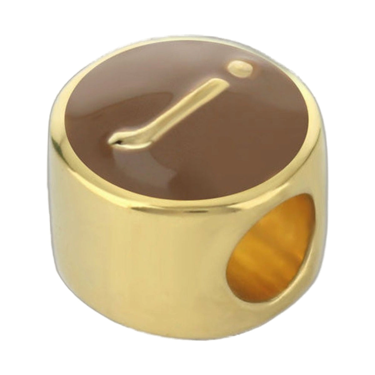 Gabriella Beads Initial charm by Lauren G Adams, gold-tone round pendant with brown enamel on Tampa Home & Garden Store