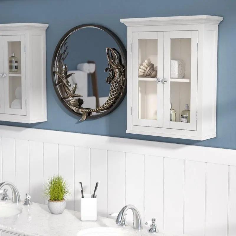 Classic 2-Door Bathroom Wall Cabinet in White Finish - Tampa Home & Garden Store