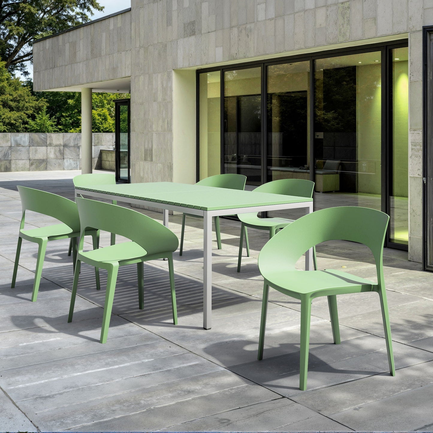 Accent chairs outdoor mint green plastic UV resistant and waterproof set with table on Tampa Home & Garden Store
