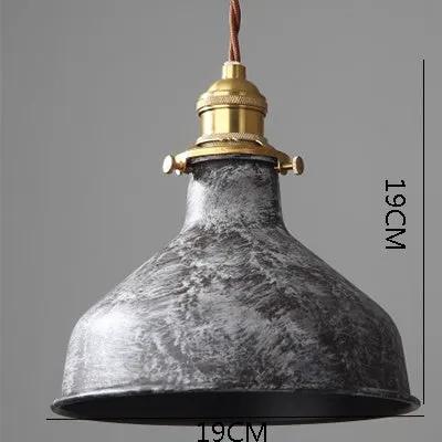 Cafe Simple Pendant Led Lamp with weathered gray metal shade, brass canopy, brown cord on Tampa Home & Garden Store