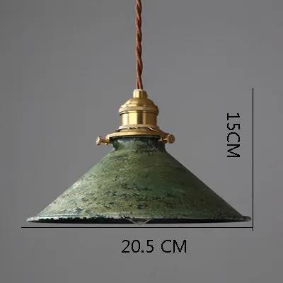 Cafe Simple Living Room Pendant LED Lamp with green rustic metal shade on Tampa Home & Garden Store