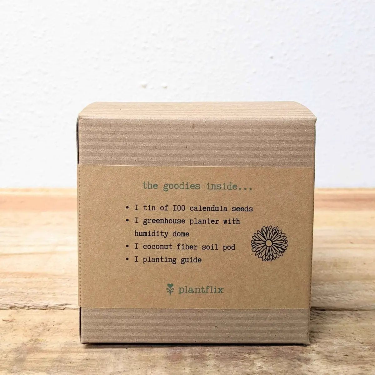 Calendula Beginner Grow Kit with Heirloom Seeds by Plantflix, tin of 100 calendula seeds on Tampa Home & Garden Store