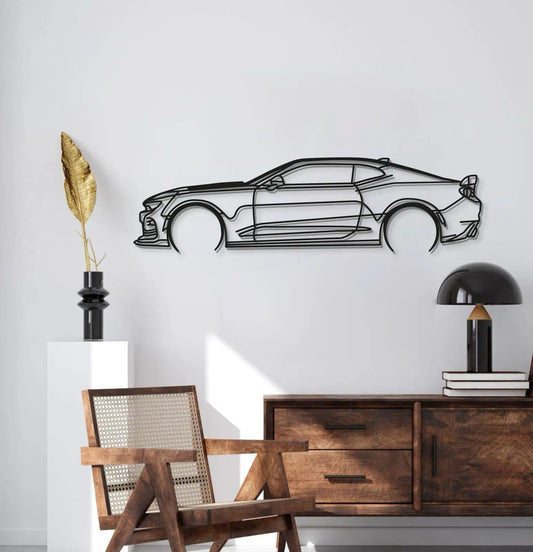 Camaro SS 1LE Detailed Metal Car Wall Art by Modello Turbo black wireline silhouette on Tampa Home & Garden Store
