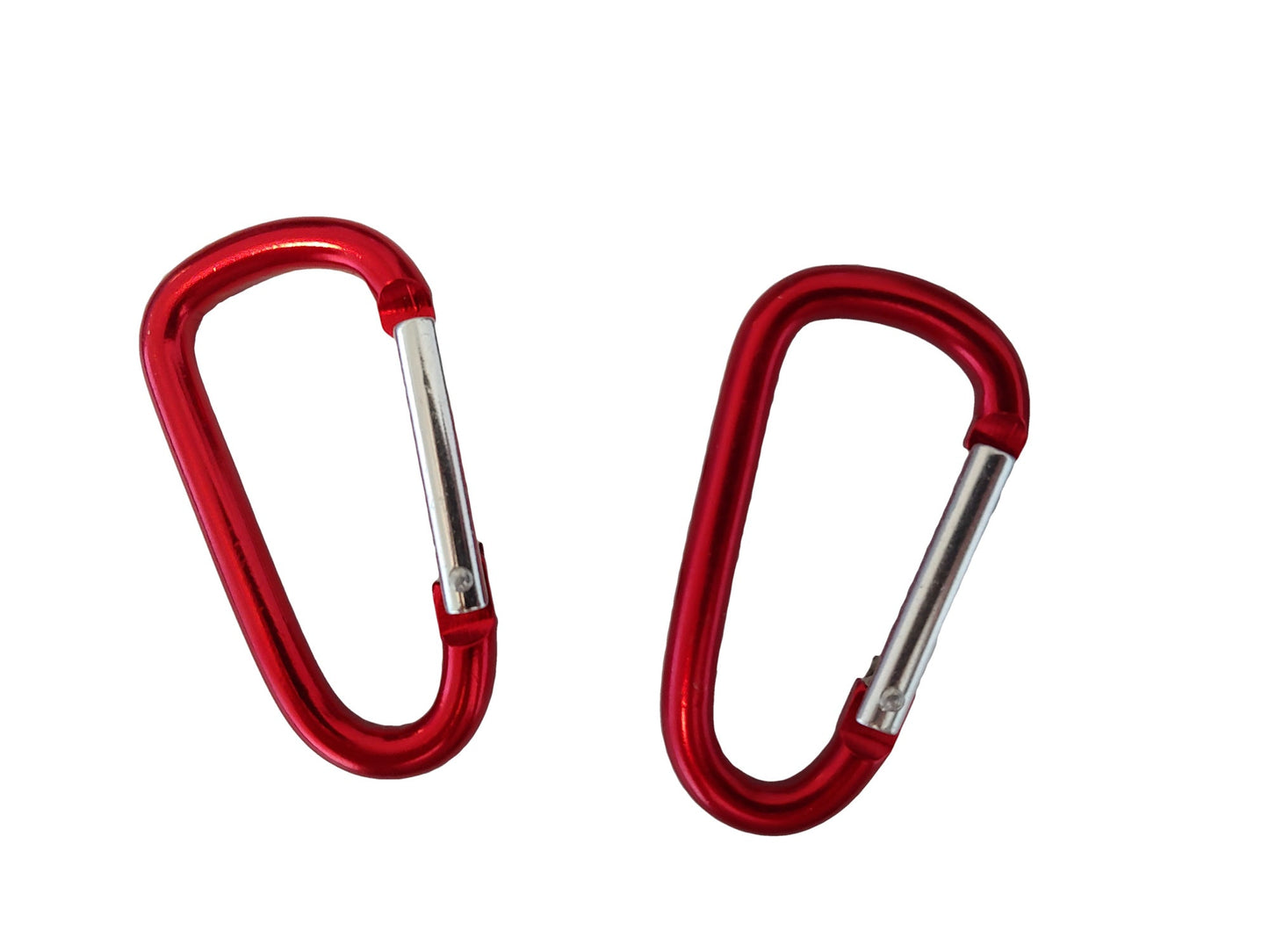 Carabiner pair, red aluminum with silver gates for camping and hiking on Tampa Home & Garden Store