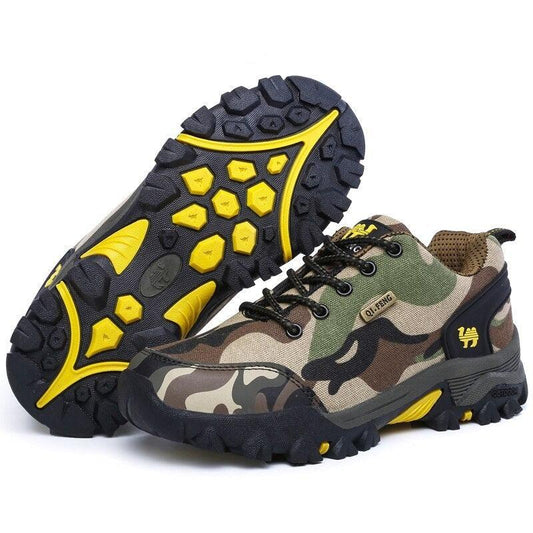 Stevvex camouflage athletic shoes pair, green camo mesh upper, breathable non-slip on Tampa Home & Garden Store
