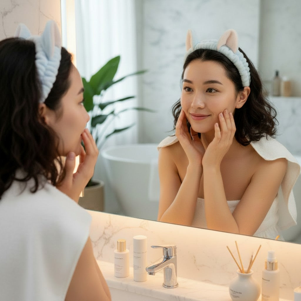 Cat Ears Spa Headband Set by Shaketea, 4-color plush hair accessories for skincare on Tampa Home & Garden Store