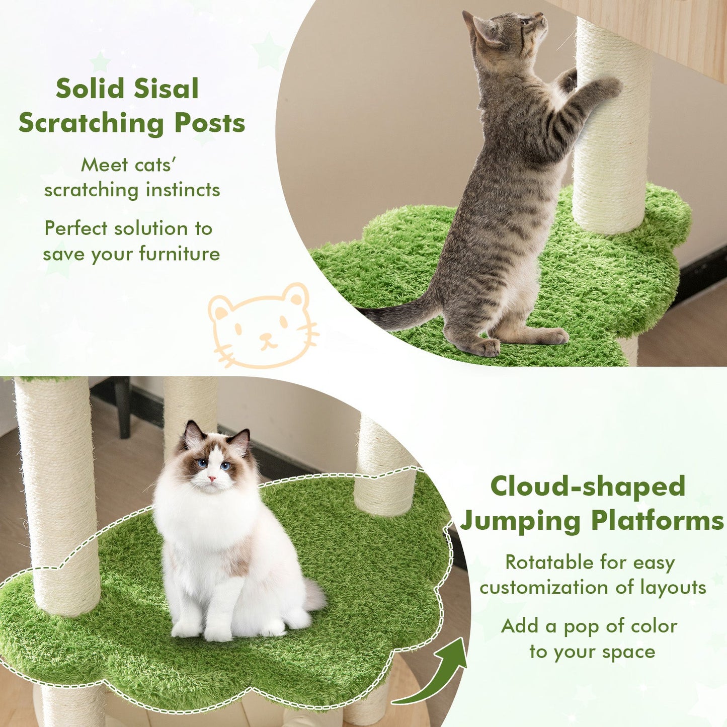 55-inch cat climbing stand with green sisal posts by DirectDeals on Tampa Home & Garden Store
