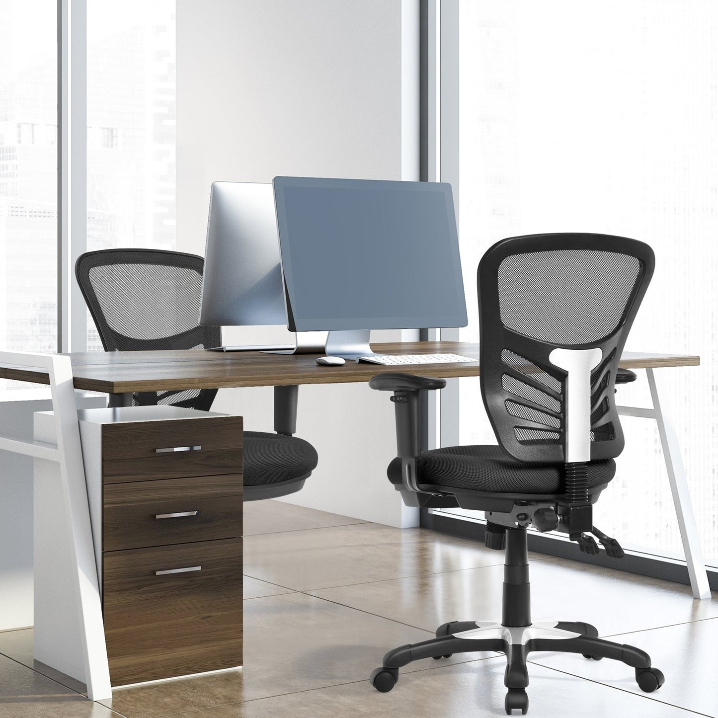 Ergonomic mesh office chair with adjustable back by DirectDeals, black mesh backrest on Tampa Home & Garden Store