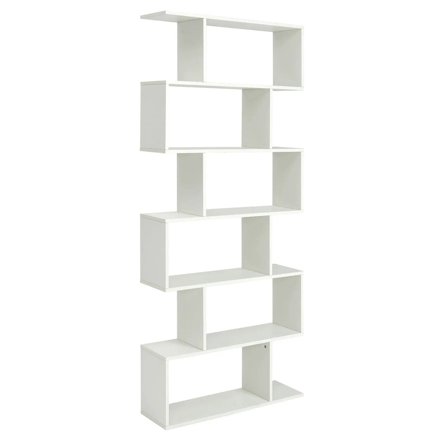 6 Tier S-Shaped Bookshelf Storage Display Bookcase Decor Z-Shelf -Coffee - Tampa Home & Garden Store