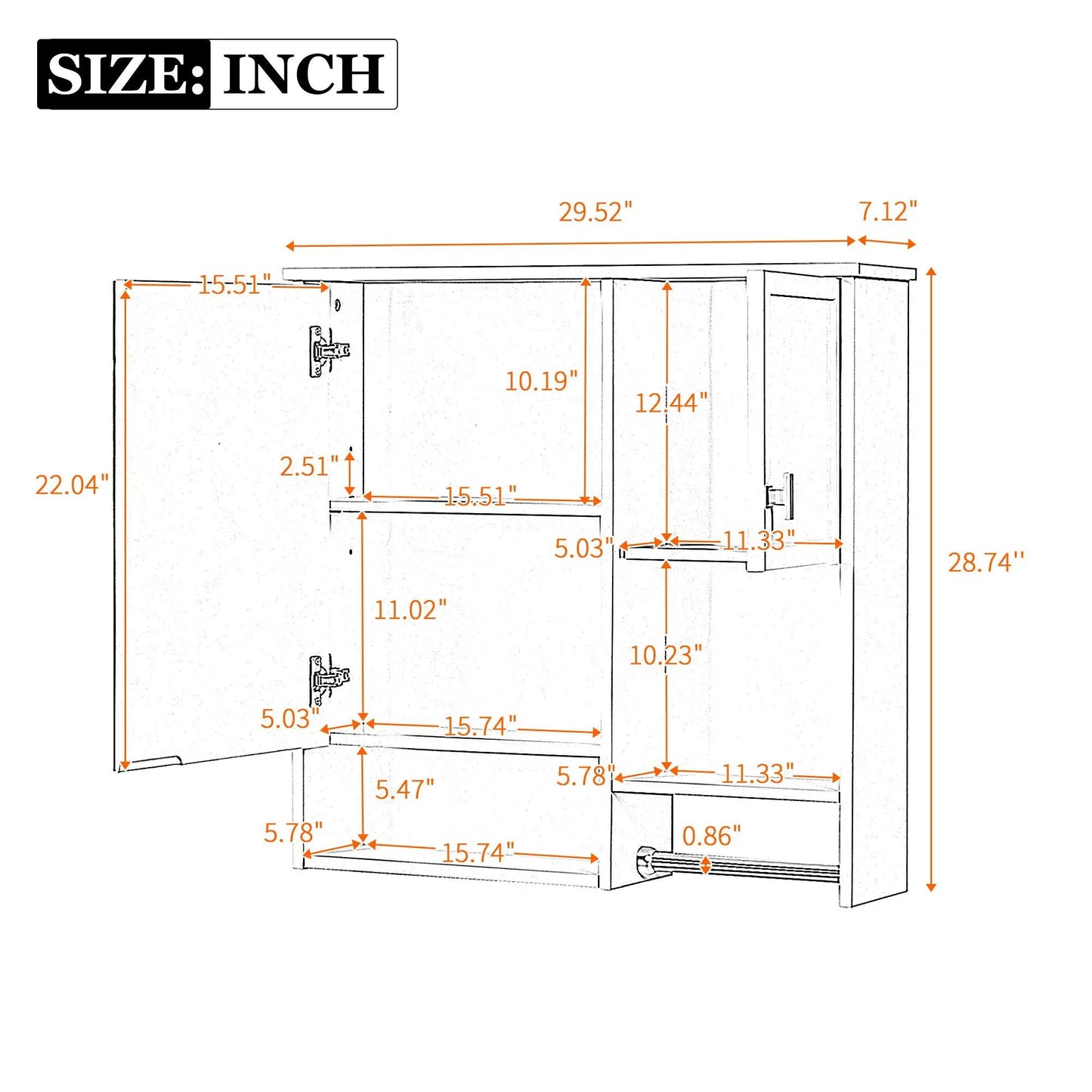 Medicine cabinet with mirror, modern wall mount bathroom storage; diag by Unique Piece Furniture on Tampa Home & Garden Store