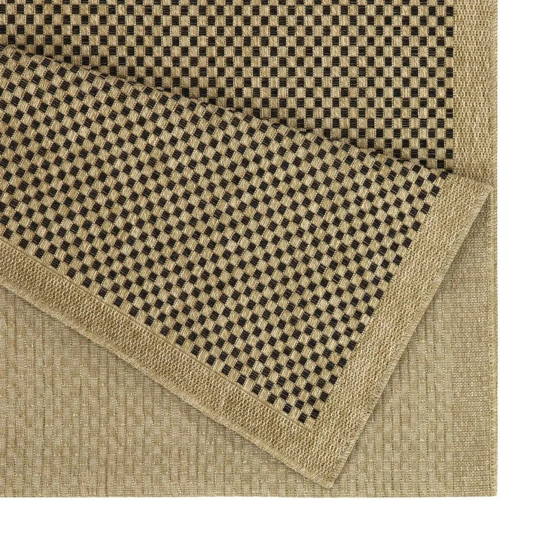 Earth area rug indoor/outdoor black checkered on natural jute, polypropylene blend on Tampa Home & Garden Store