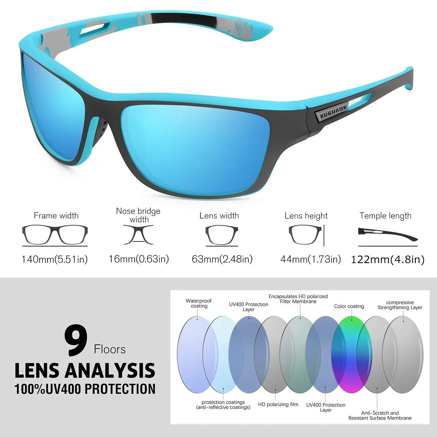 Photochromic polarized sunglasses UV400 Moktan Sabai turquoise frame blue mirrored lenses on Tampa Home & Garden Store