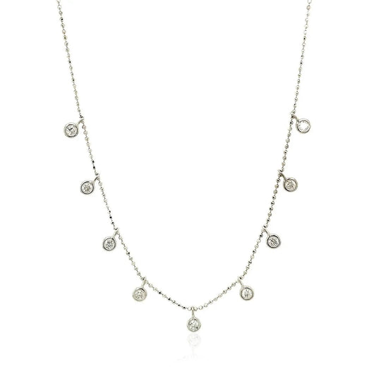 14k white gold necklace with round diamond charms along a delicate chain on Tampa Home & Garden Store