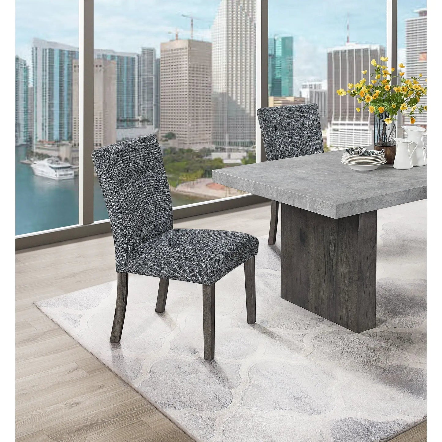 Sharon dining chairs with extended back, gray fabric, set of 2 by Unique Piece Furniture on Tampa Home & Garden Store