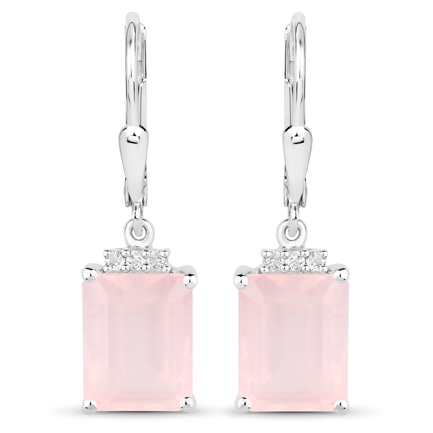 Pair of earrings: Bids.com sterling silver drop with rose quartz and white topaz halos on Tampa Home & Garden Store
