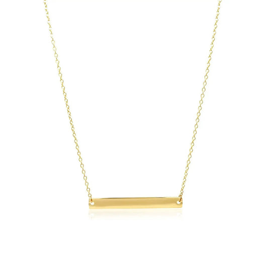 14k yellow gold flat horizontal bar necklace on a delicate cable chain on Tampa Home & Garden Store