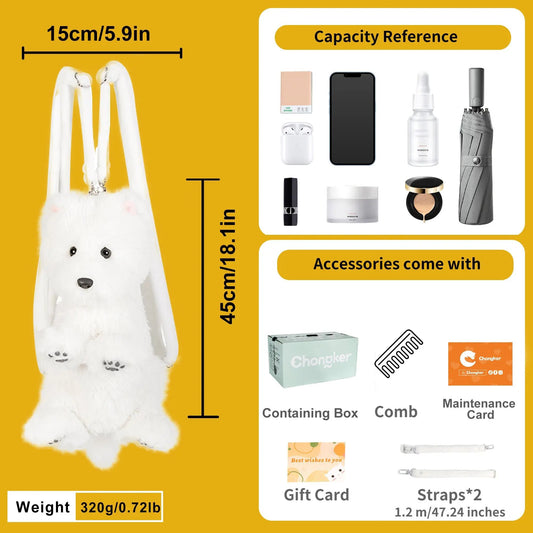 White Westie plush backpack, dog-shaped kids bag for girls and puppy lovers on Tampa Home & Garden Store