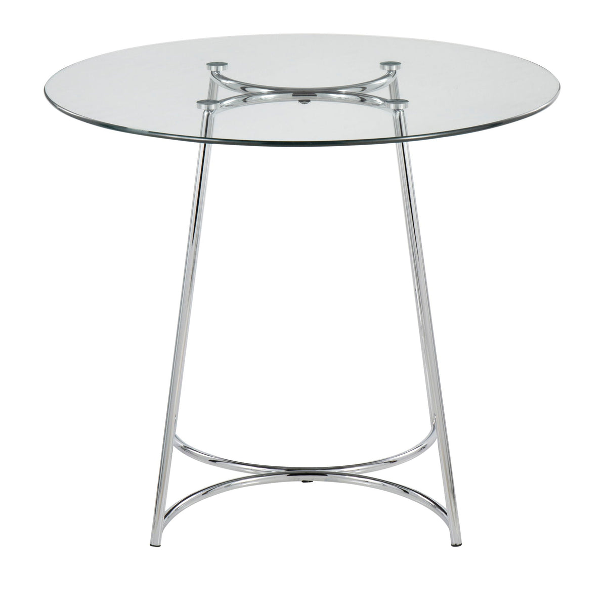 Cece Contemporary Glass Dinette Table with chrome metal frame, round clear glass top on Tampa Home & Garden Store