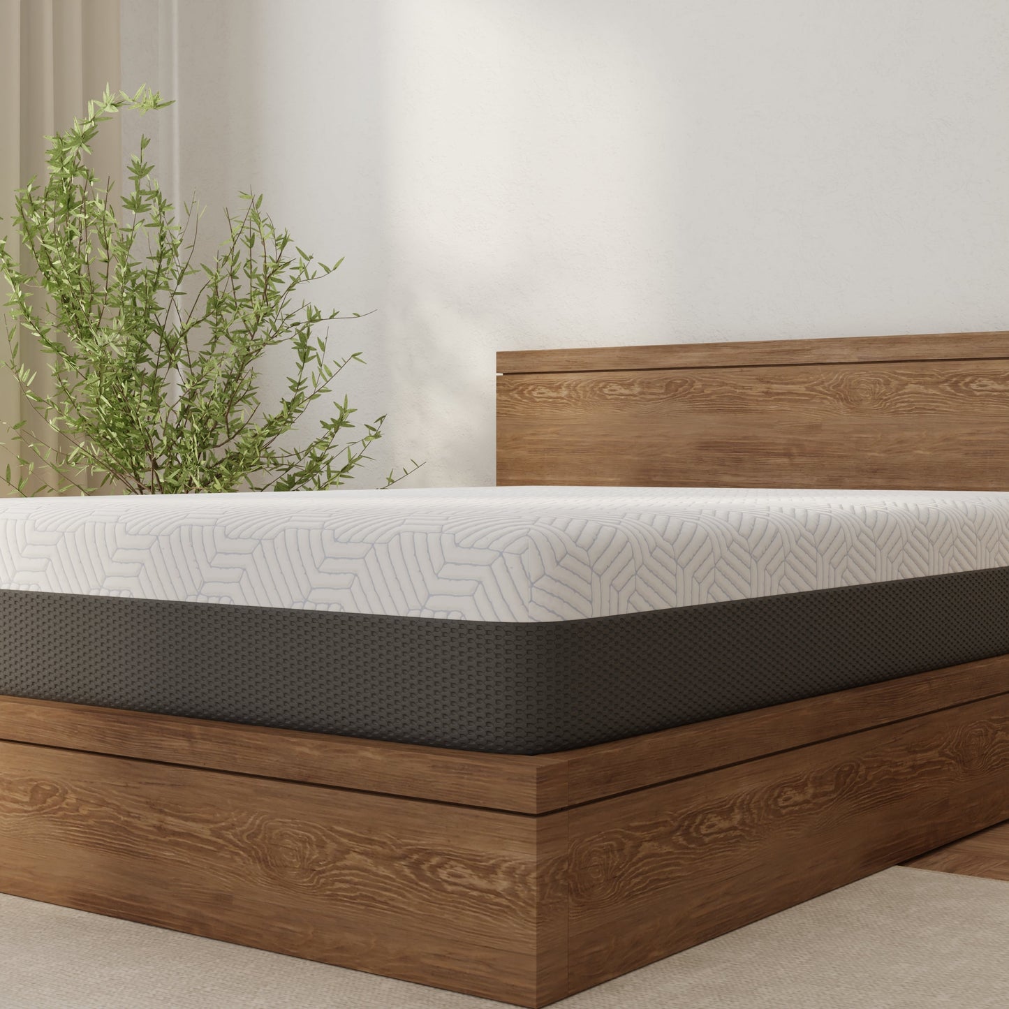 Omne Fria 12 Inch Queen Soft Mattress with Cooling Cover by HouseOfZazla, white quilted cover on Tampa Home & Garden Store