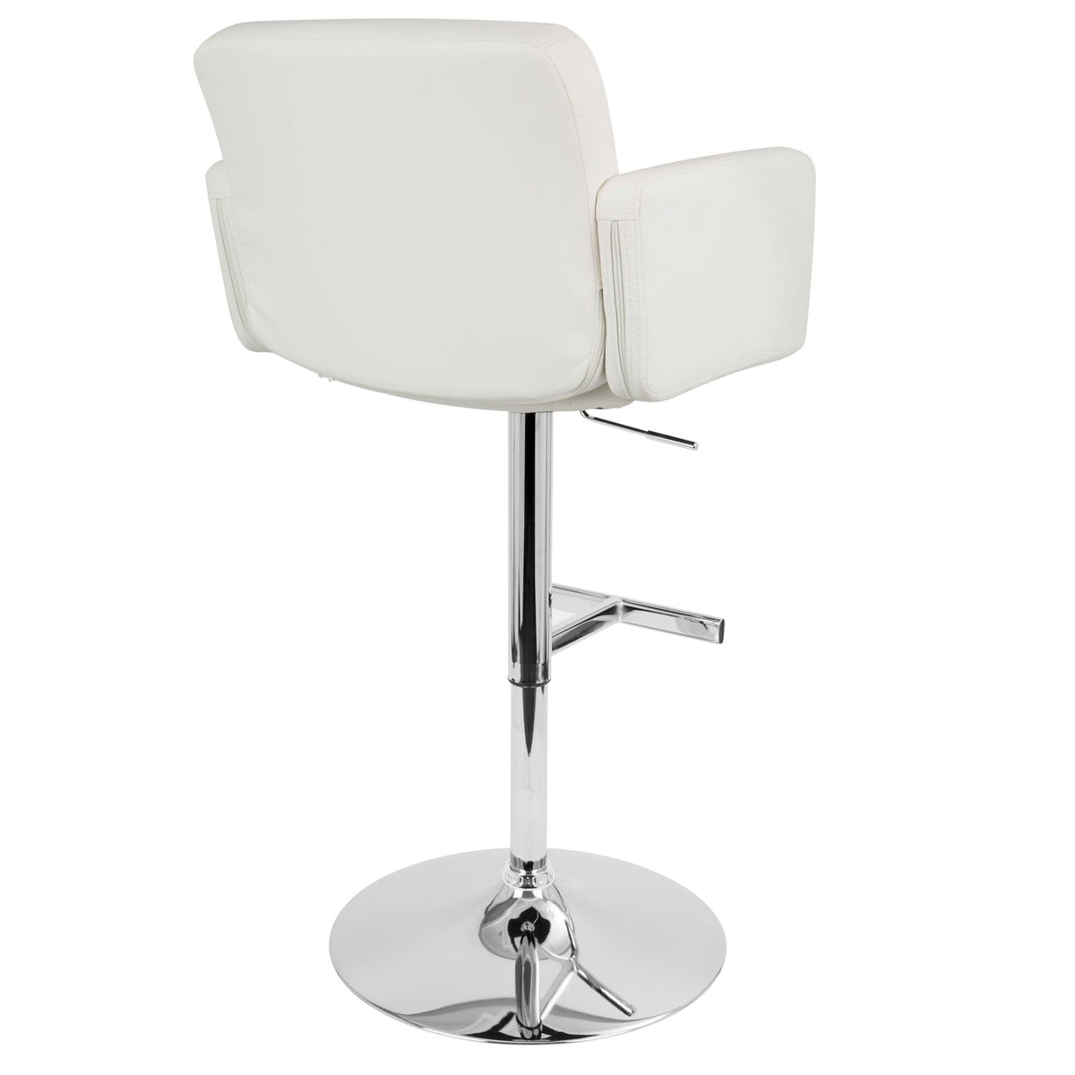 White contemporary bar-height swivel stool with padded seat and back HouseOfZazla on Tampa Home & Garden Store