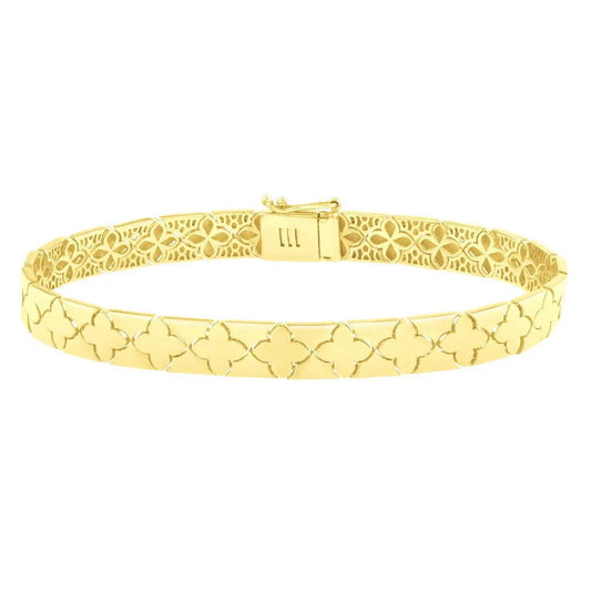 Bracelet 14k yellow gold clover motif, 7 inch length, by Bids on Tampa Home & Garden Store