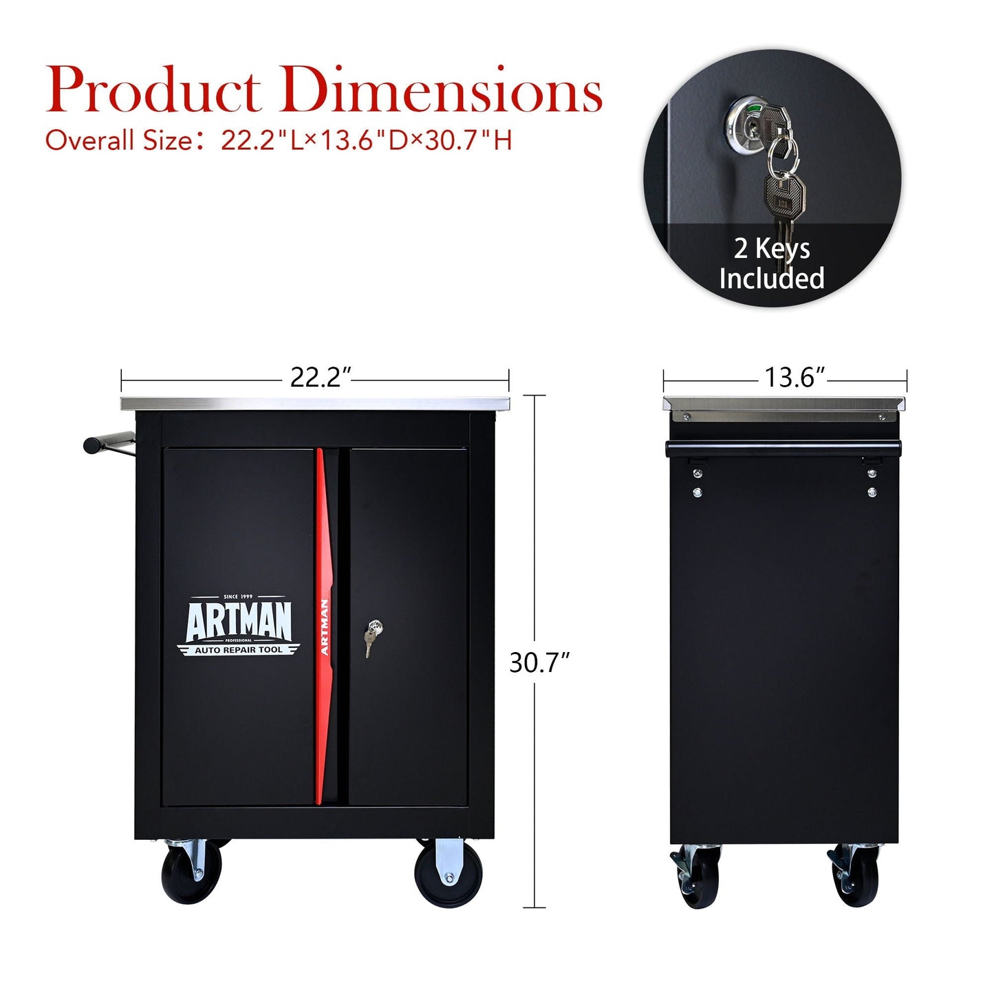 Double Door Steel Tool Cart for the Home and Shop