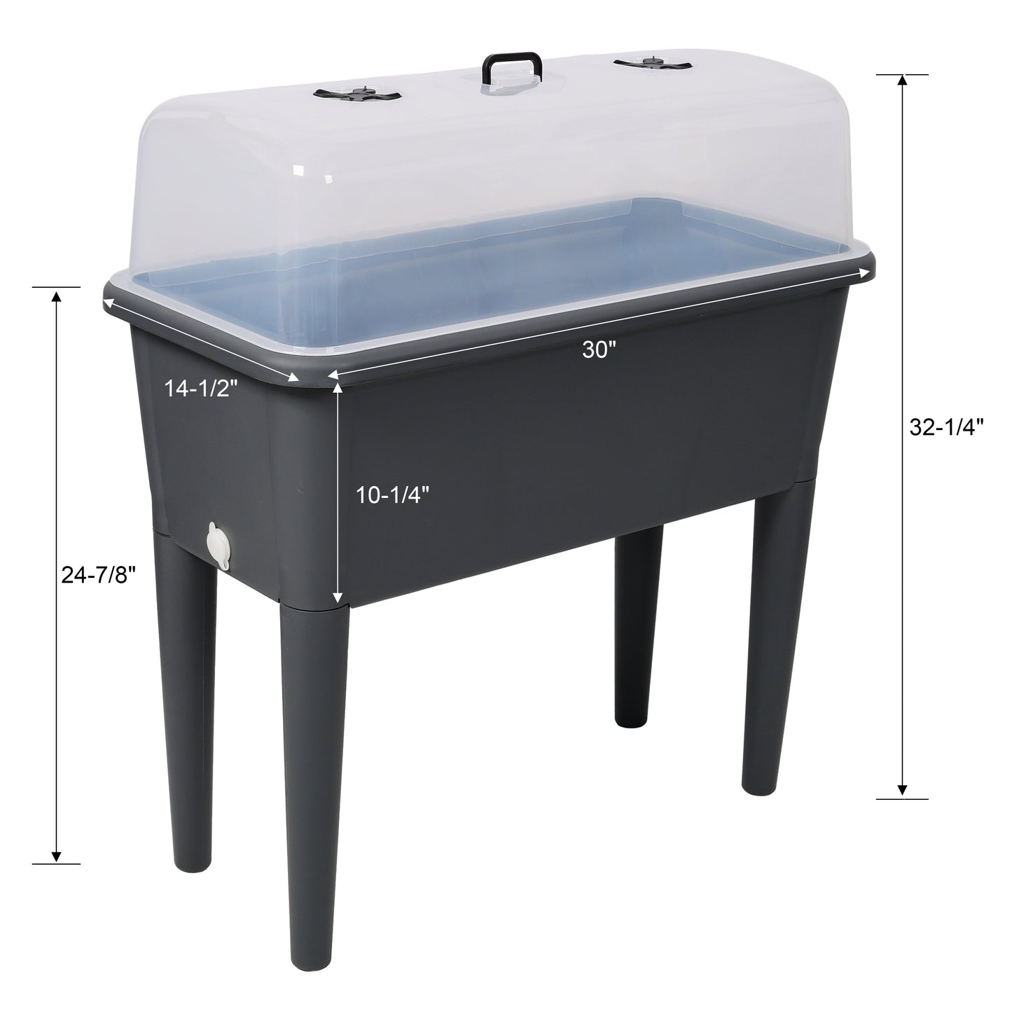 2-piece raised garden bed with ventilated lid in charcoal with clear lid by HouseOfZazla on Tampa Home & Garden Store