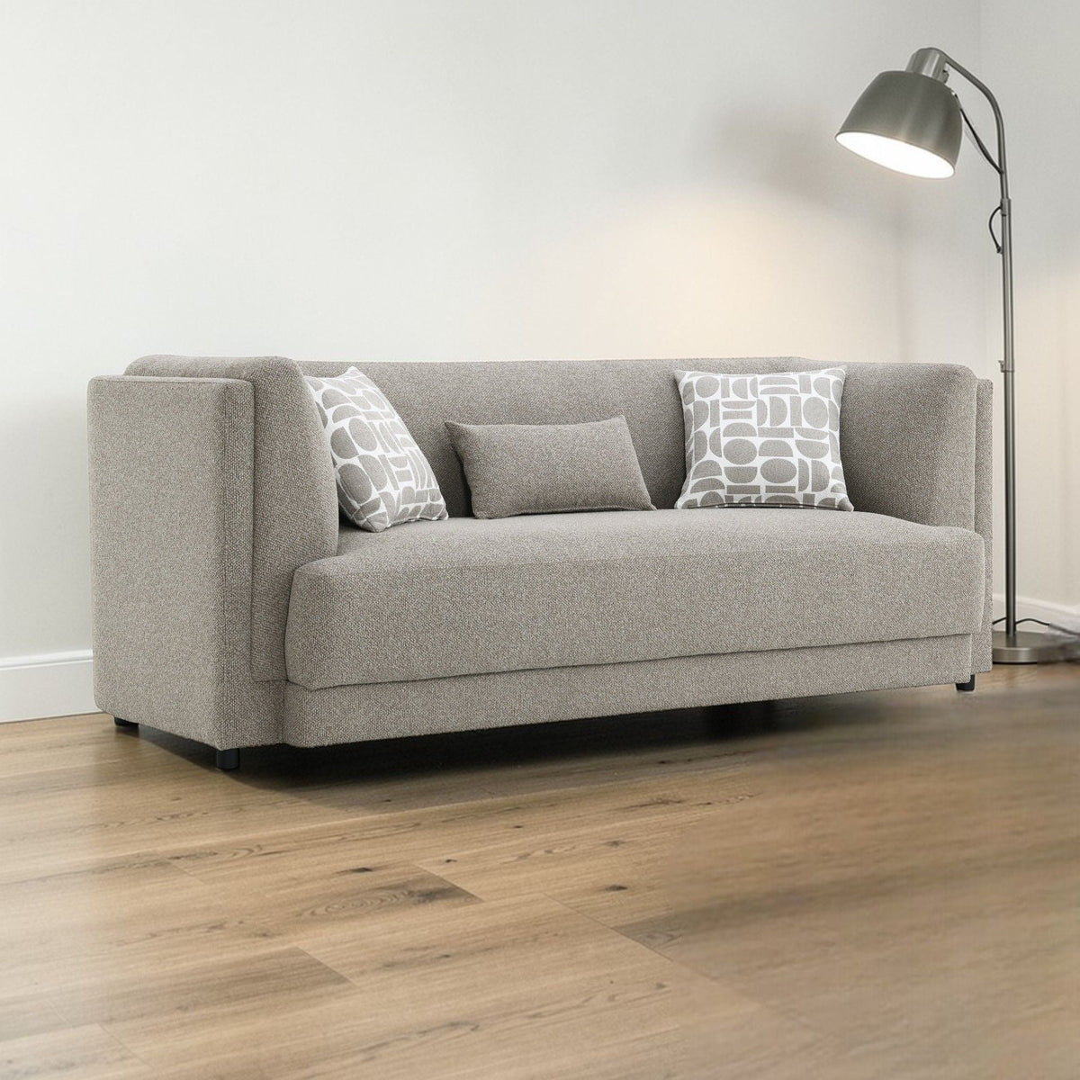 Glenda Gray Sofa And Three Accent Pillows