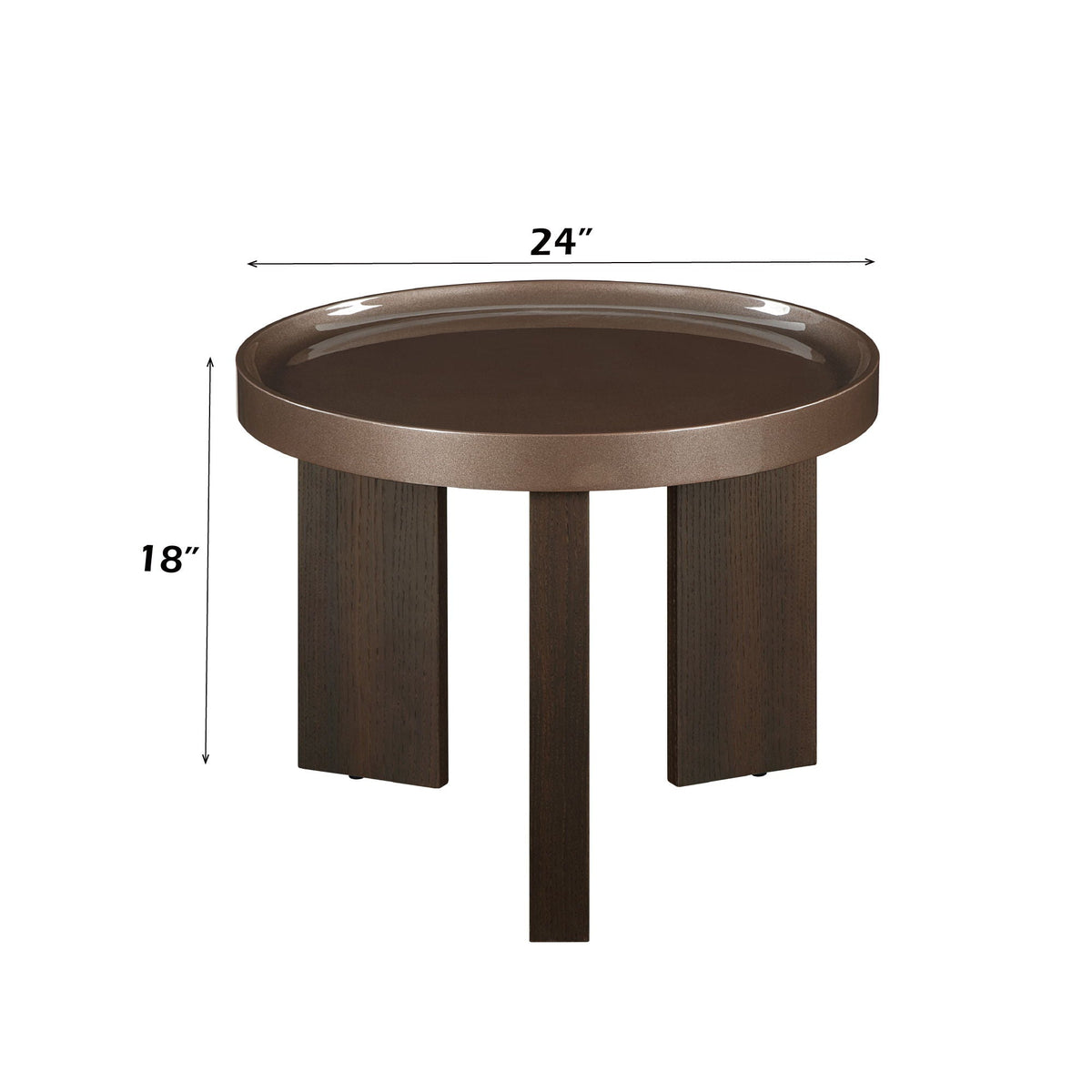 Elegant design coffee table 24in round brown high gloss top with wood legs on Tampa Home & Garden Store