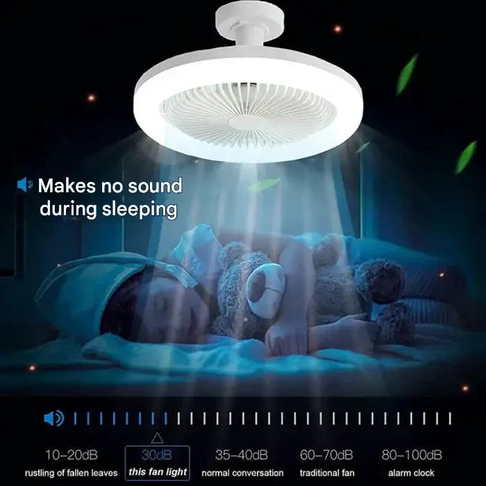 Versatile Ceiling Fan with LED Ring Light and Remote in white over a sleeping child on Tampa Home & Garden Store