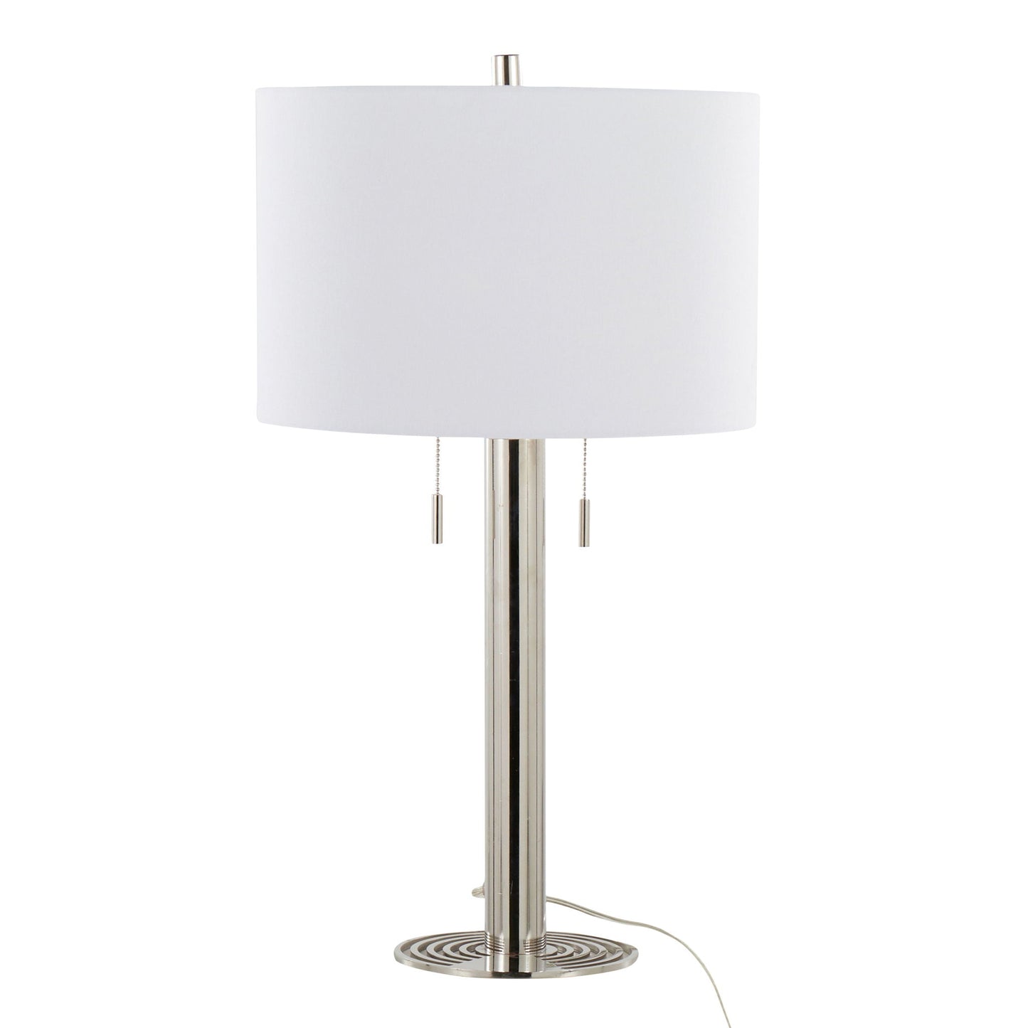 Master 29in contemporary table lamp polished nickel with white drum shade HouseOfZazla on Tampa Home & Garden Store