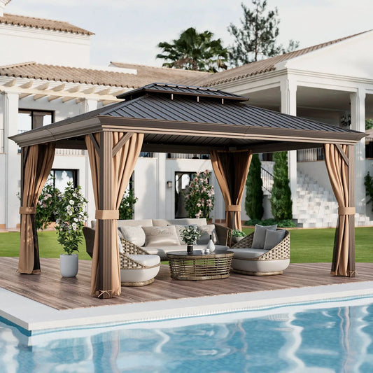 12x16 double-roof gazebo with galvanized steel roof and taupe posts on Tampa Home & Garden Store