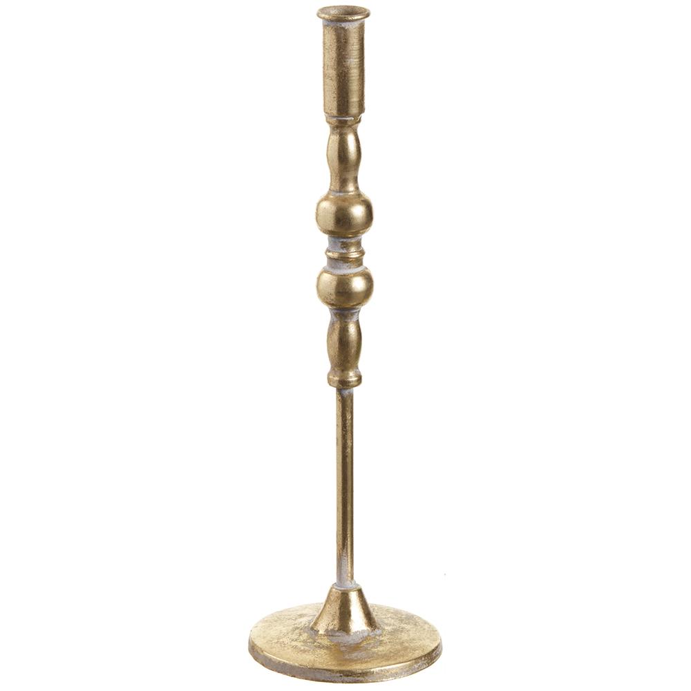 15-inch metal taper candle holder by Thenestedfig, gold finish with ornate turned stem on Tampa Home & Garden Store