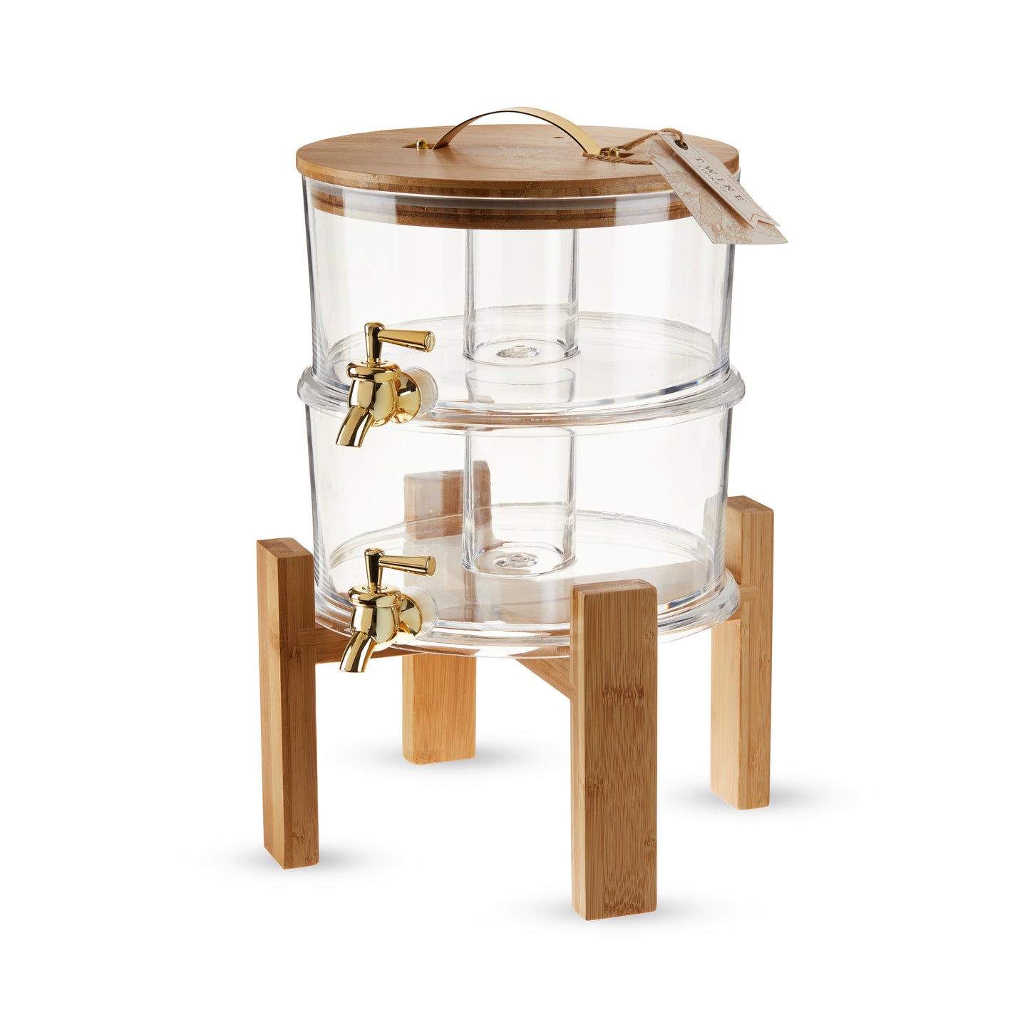 Double Outdoor Drink Dispenser with a Bamboo Lid
