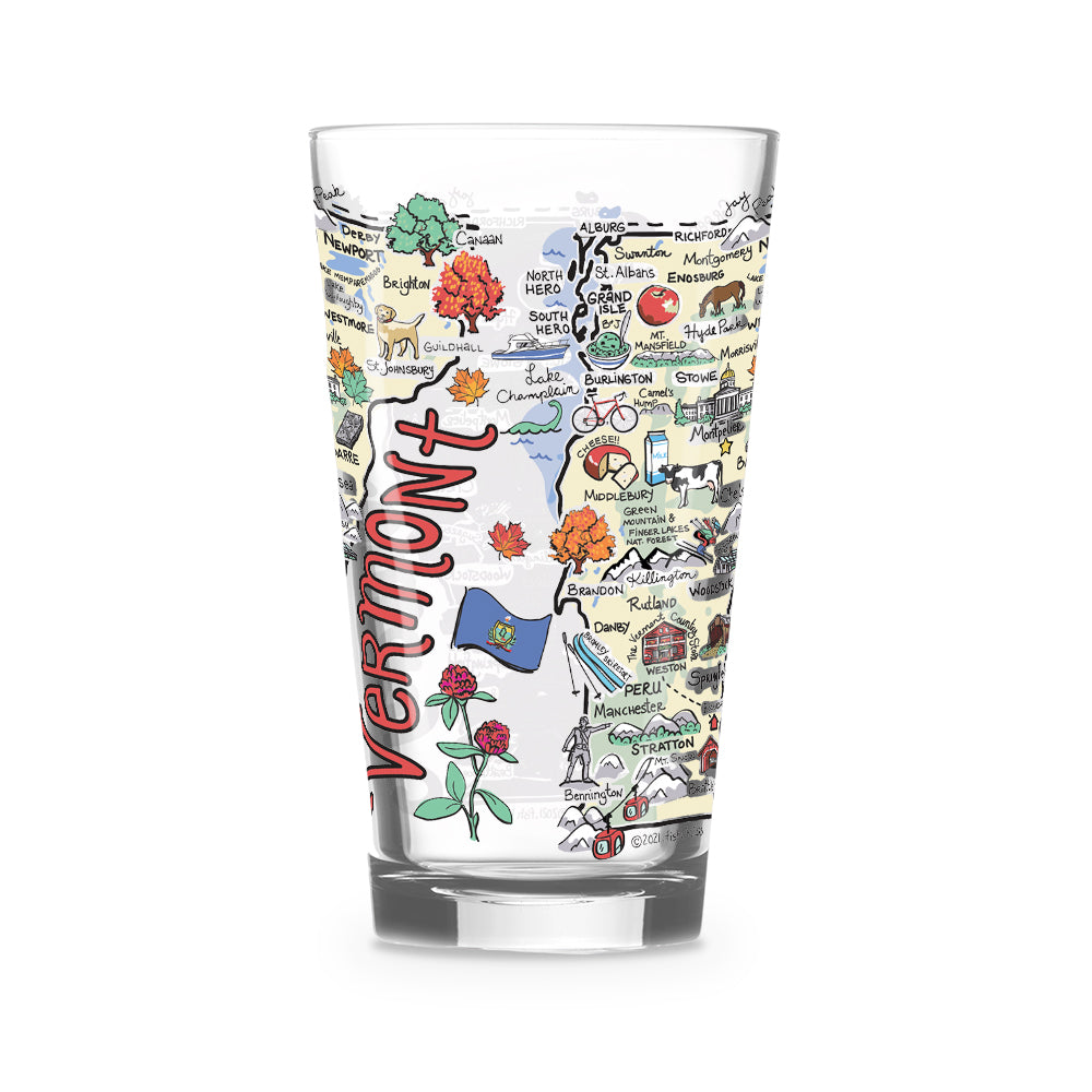 Vermont Icon Map Pint Glass