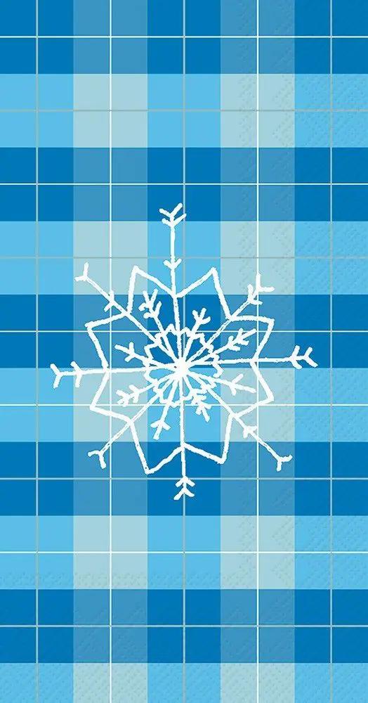 Guest towel napkins Mad for Plaid Snowflake on blue plaid background on Tampa Home & Garden Store