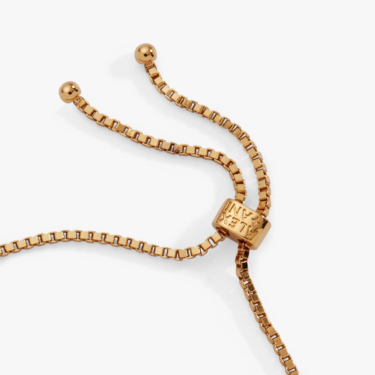 Challah-la-la-la Bolo bracelet by Alex and Ani, gold-tone square-link chain with round end beads on Tampa Home & Garden Store