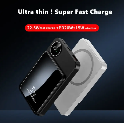 Magnetic Wireless Power Bank by River Country Gear, black with circular display, 2-device set on Tampa Home & Garden Store